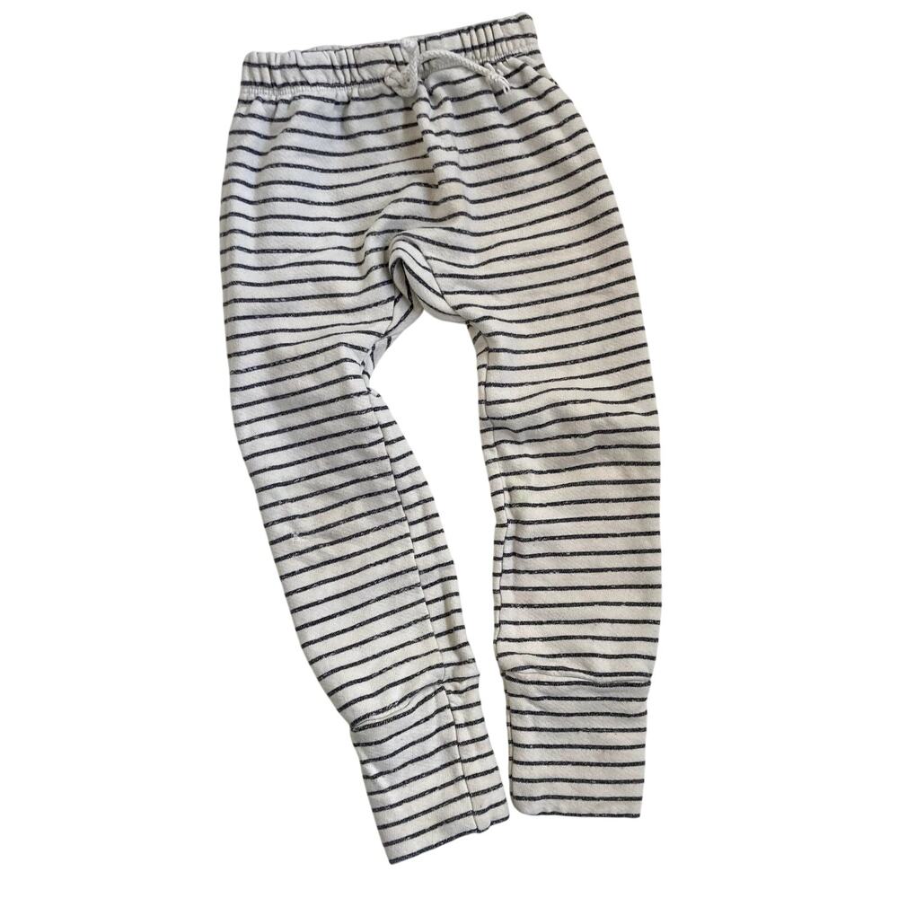 Childhoods Clothing Striped Gusset Pants - Charcoal Ivory 4T